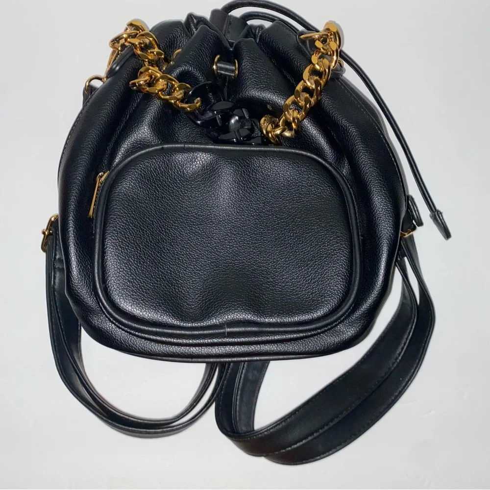 Like Dreams Black Leather chained backpack